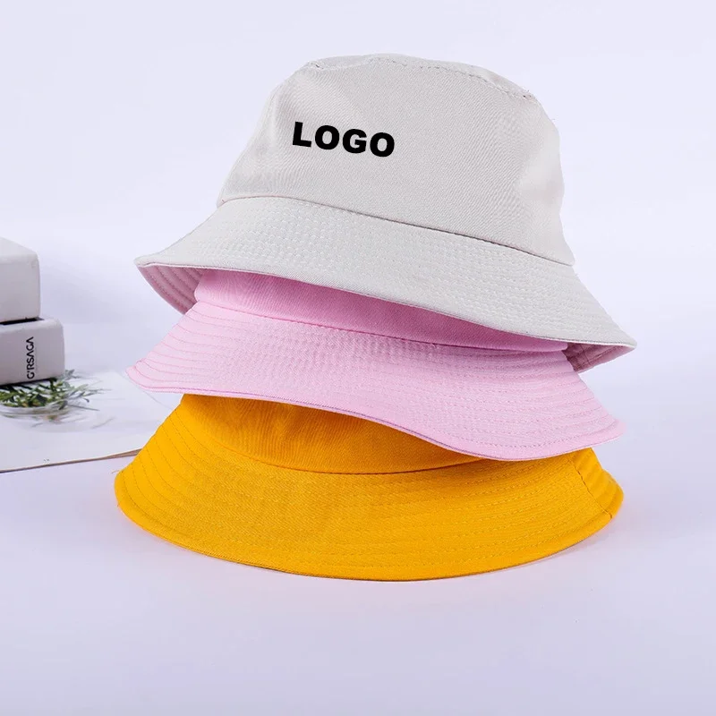 Custom Logo Unisex Adult Cotton Fishman Hats Women Summer Panama Hat Men Sunbonnet Fedoras Outdoor Bucket Hat Beach Cap