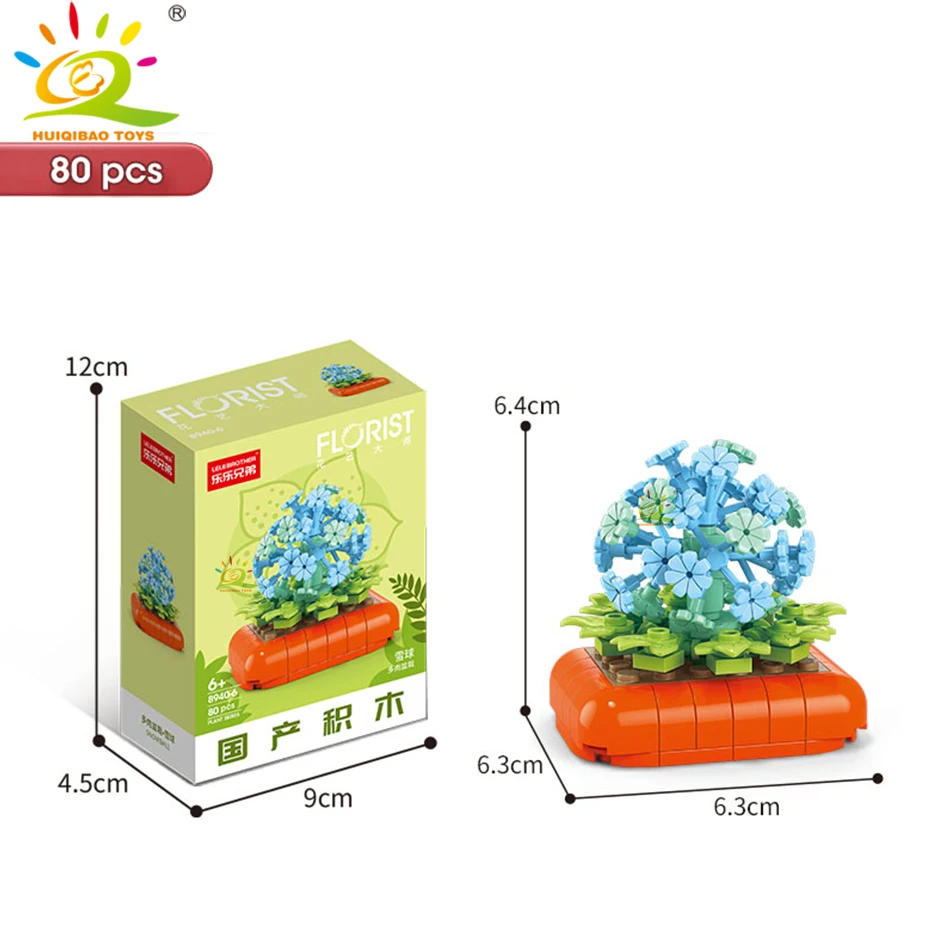 HUIQIBAO MOC Bloem Succulent Ingemaakte Model Bouwsteen DIY Eeuwige Boeket Thuis Bureau Plant Decor Baksteen Meisje Gift Kinderen Speelgoed