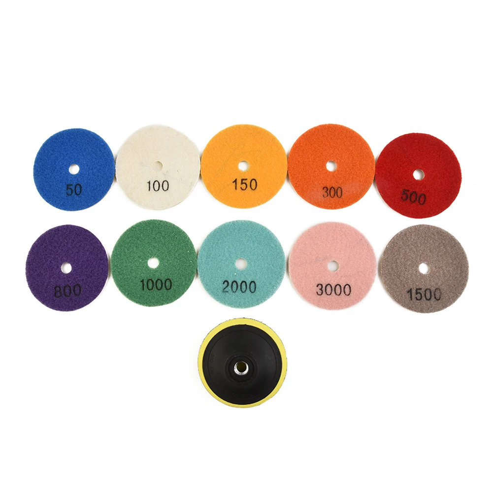 Tool Accessories Replacement Polishing Pad Kit Grinder Rotary Polisher Workshop Marble Grinding Buffing 11pcs Set