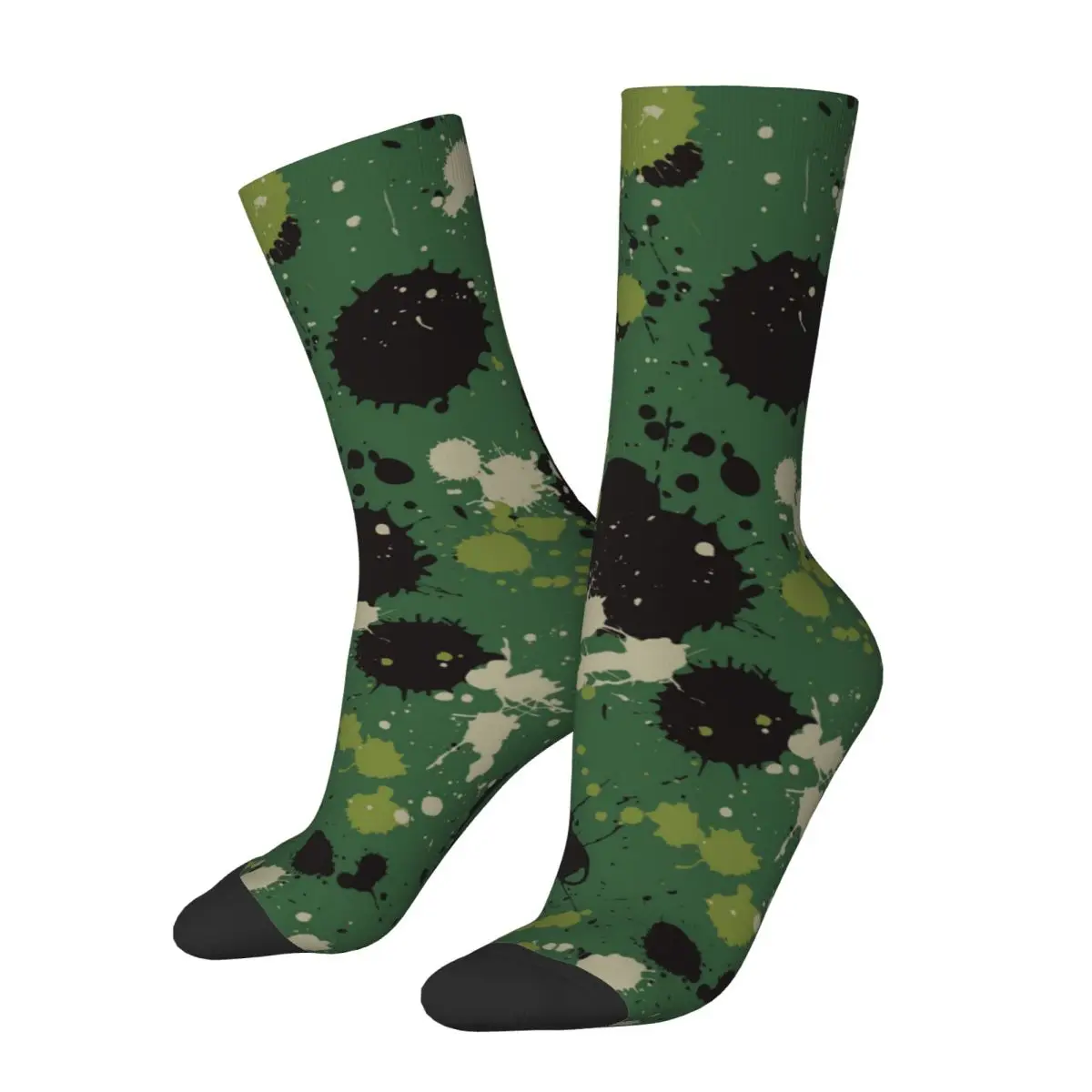 Szczęśliwe skarpetki męskie Green Splatter Vintage Harajuku Neon Splatter Hip Hop Seamless Pattern Crew Crazy Sock Gift Printed