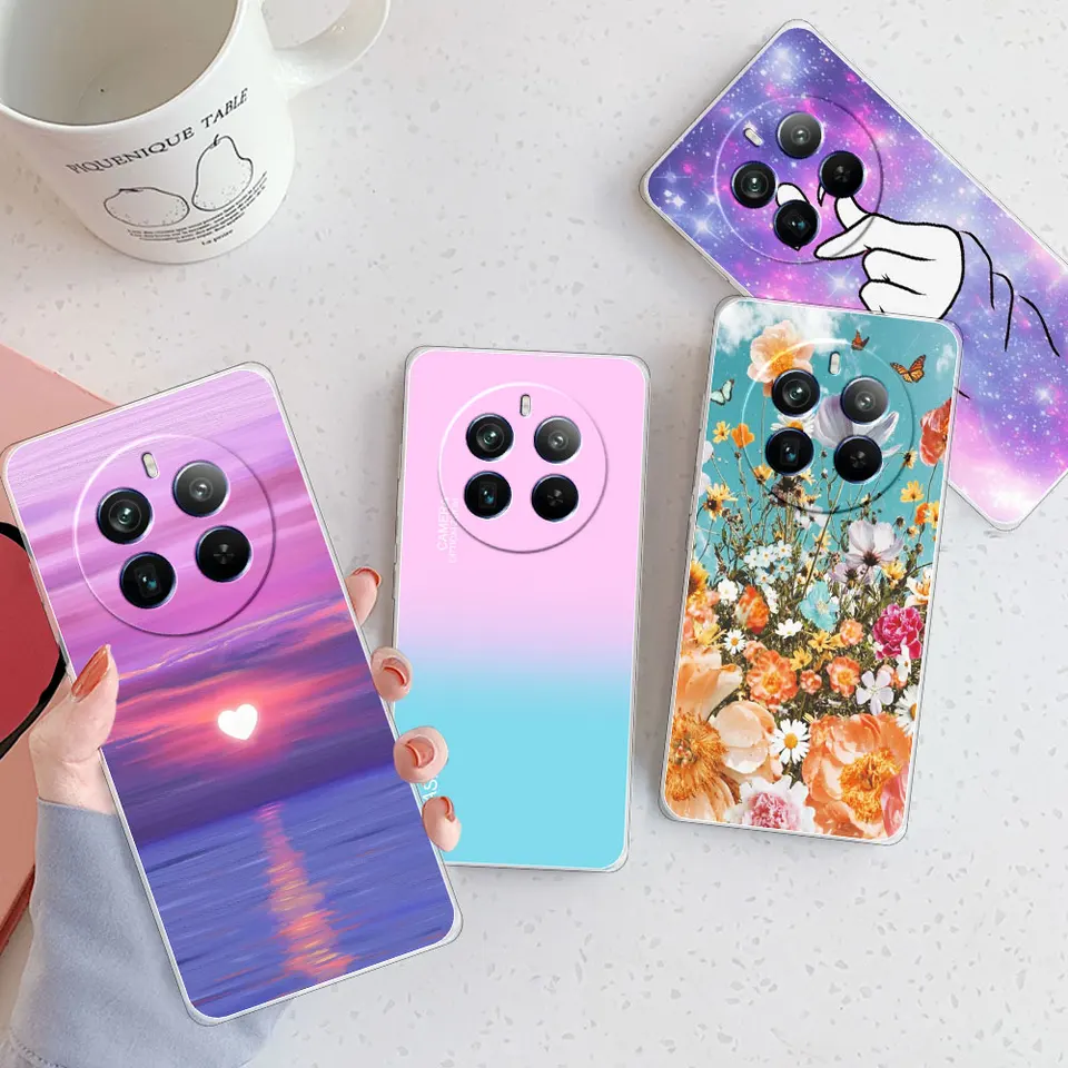 Funda TPU Degradado Para Realme 12 Pro / 12 Pro+ 5G – Transparente, Antigolpes, Suave Y Ligera, Color Rosa-Morado