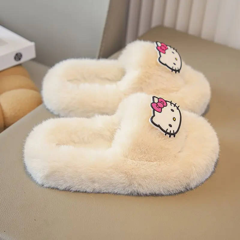 Hello Kitty Slippers Kawaii Sanrio Anime Children Shoes Girl Heart Sweet Cute Cartoon Children Home Cotton Slippers Gift for Kid