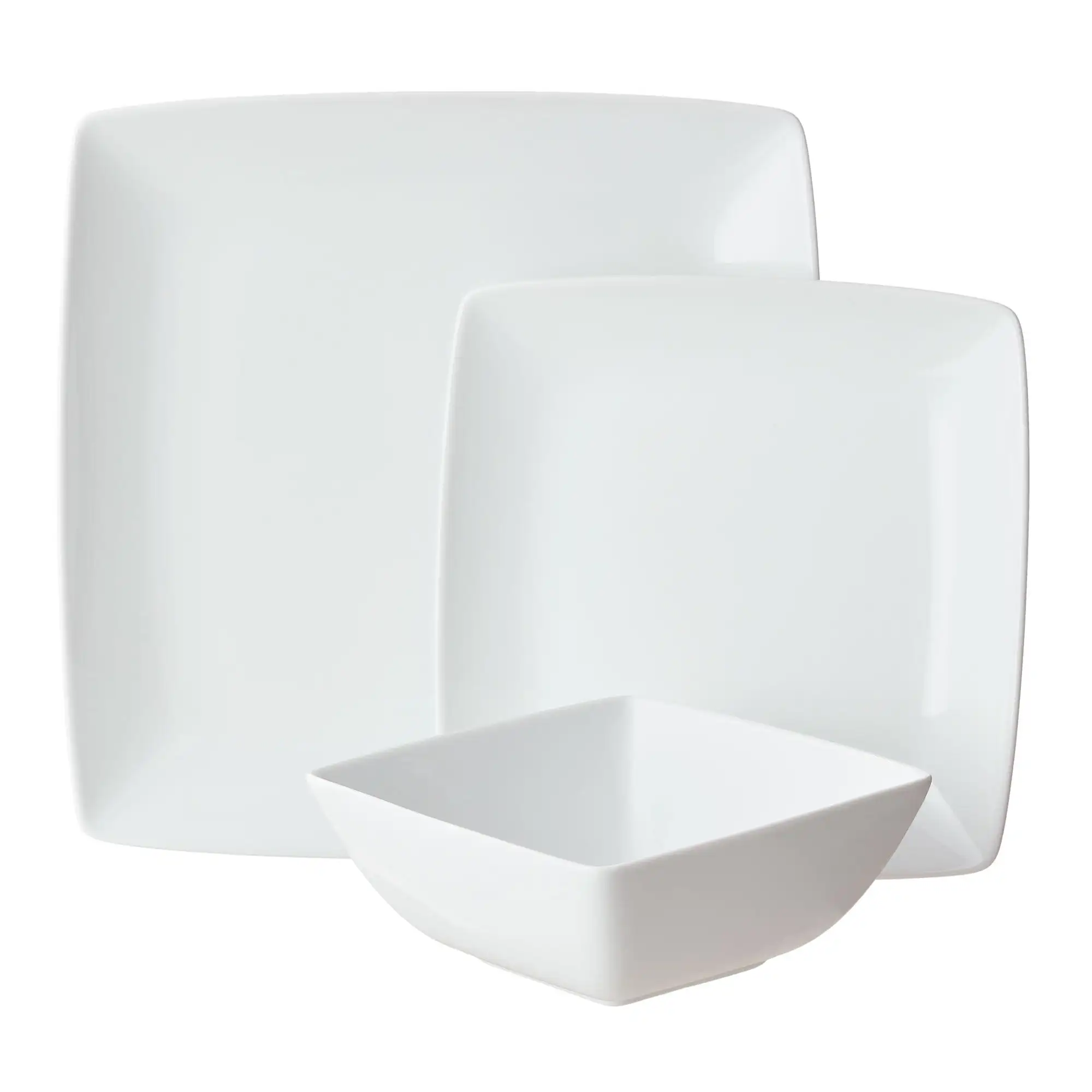 

- Loden White Square Porcelain 12-Piece Dinnerware Set