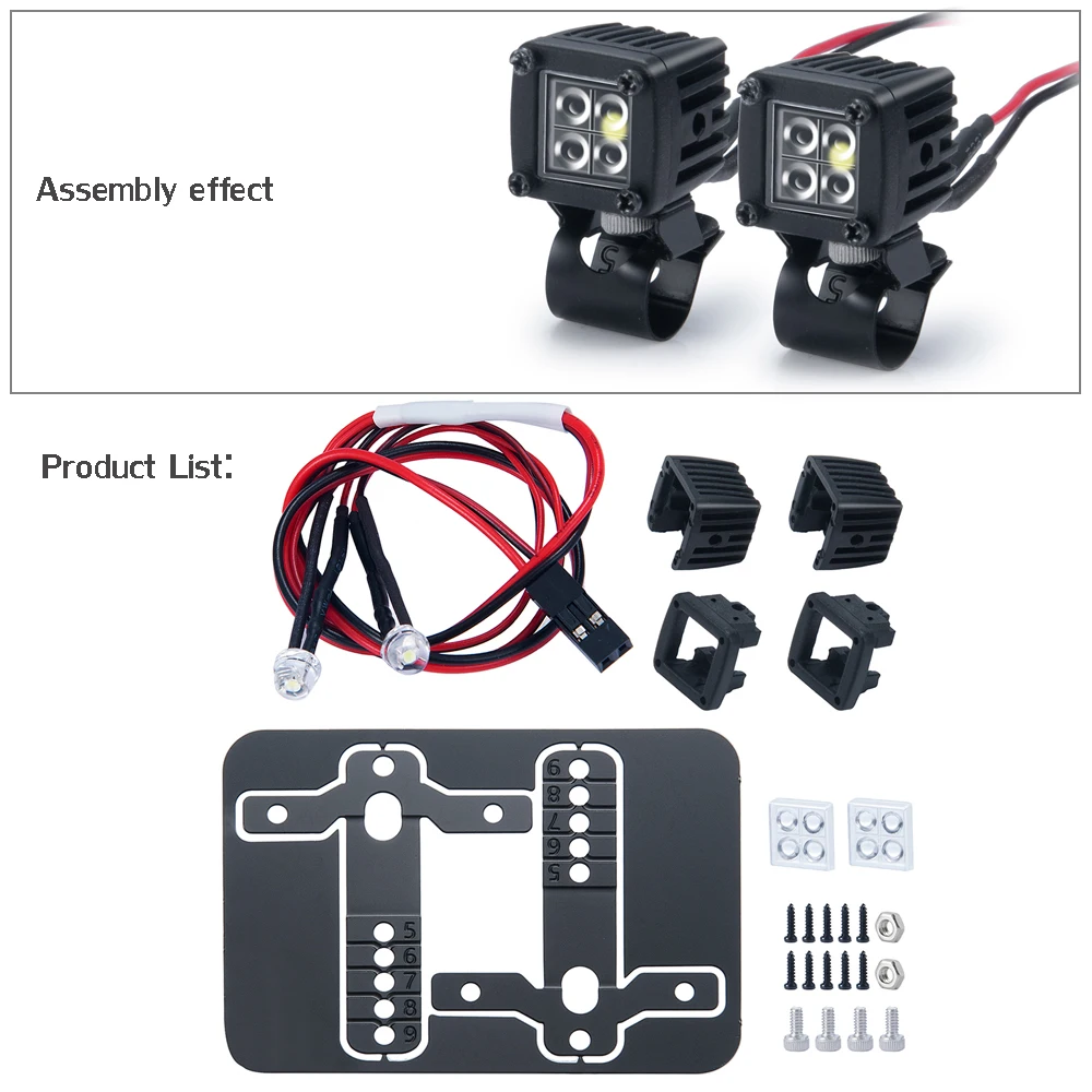 YEAHRUN LED-Leuchten Scheinwerfer Scheinwerfer für TRX-4 TRX6 Axial SCX10 Wraith SCX24 1/10 1/24 RC Auto LKW Dekoration Teile