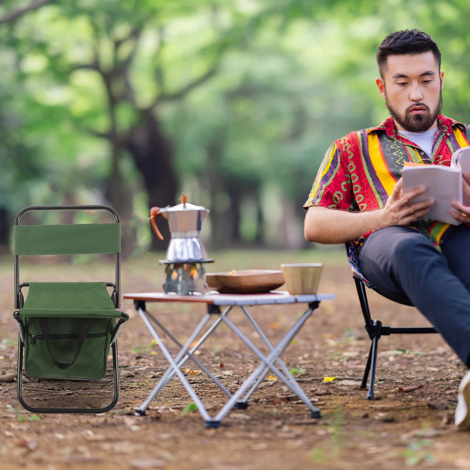 

Folding Chair with Storage Bag Green Portable Outdoor Camping Chairs for Adults Travel Lightweight Foldable Stool Durable