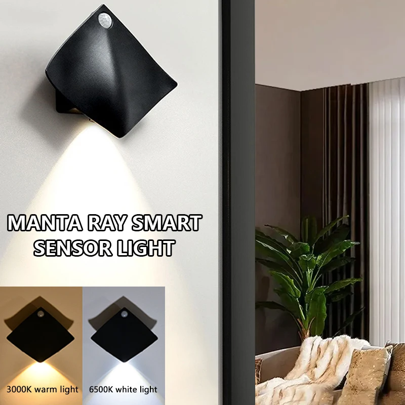 Creative LED Wall Sconces light Motion Sensor Wireless Rechargeable Night Light Magnetic Portable Lamp For Indoor Mural Lighting