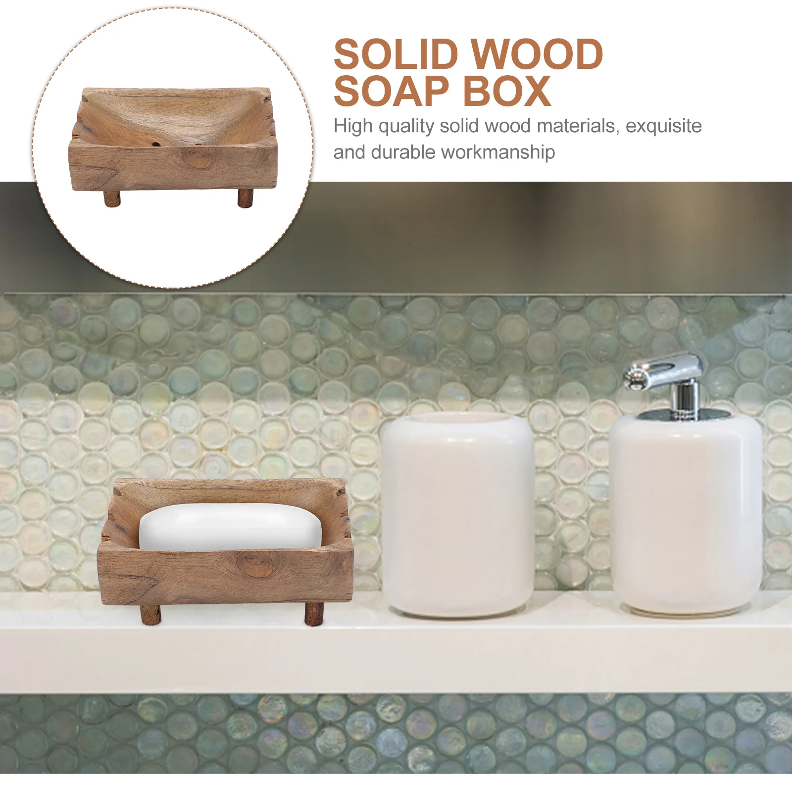

1Pcs Wood Soap Container Natural Soap Holder Tray Bathroom Kitchen Storage Box Household Supply Storage Box Bathroom Supply