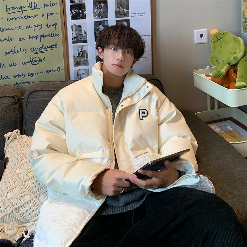 

Men's Winter Thiened Warm Stand Collar Cotton Jaet 2024 New Sle Faionable Streetwear Outerwear Youth Casual Coat