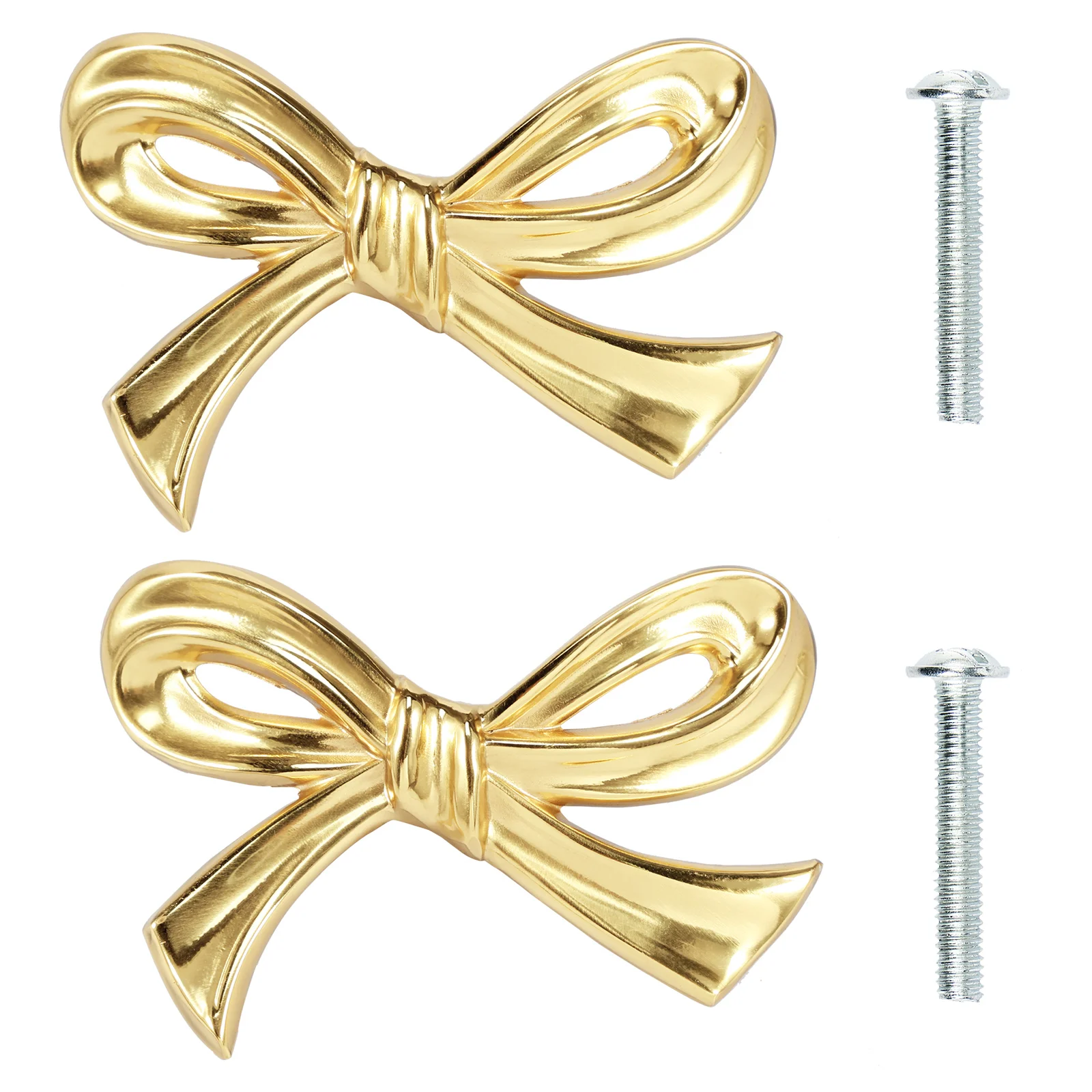 2Pcs Bow Cabinet Handle Solid Brass Bow Shape Drawer Pull Decorative Bow Cupboard Pull Gold Bow Furniture Door Pull Hardware