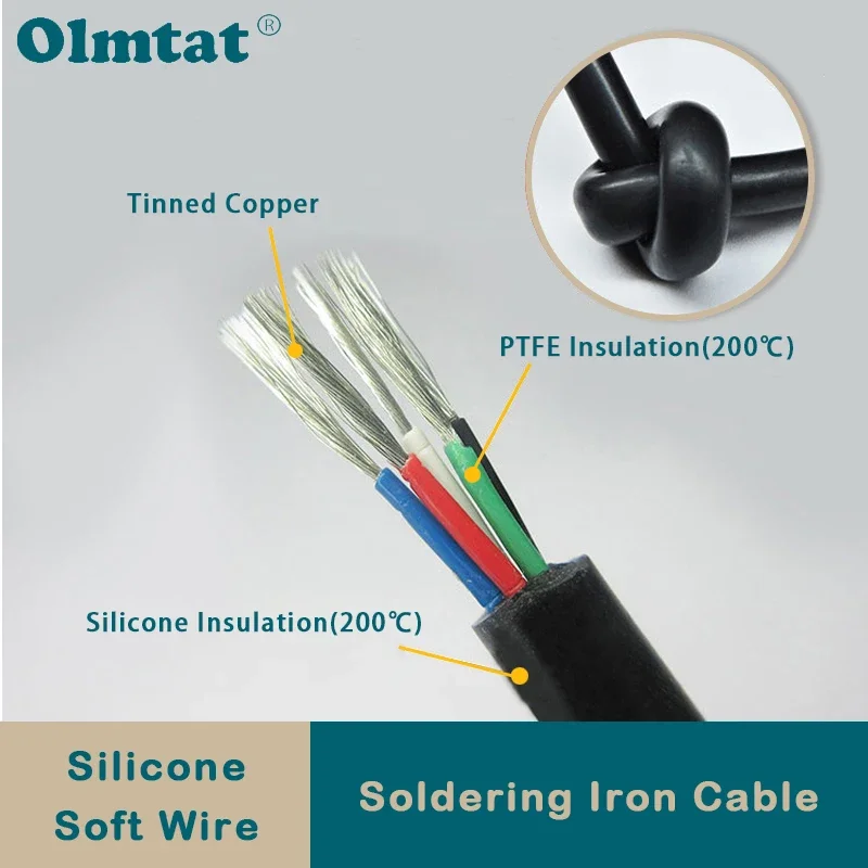 

1/5/10m Silicone Wire Cable T12 Soldering Iron Station 2-10 Cores Tinned Copper PTFE Insulation High Temperature Line