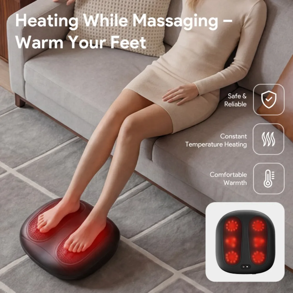 Fully automatic home foot massage machine a foot massage device for kneading soles and calves with six heads and heating feature