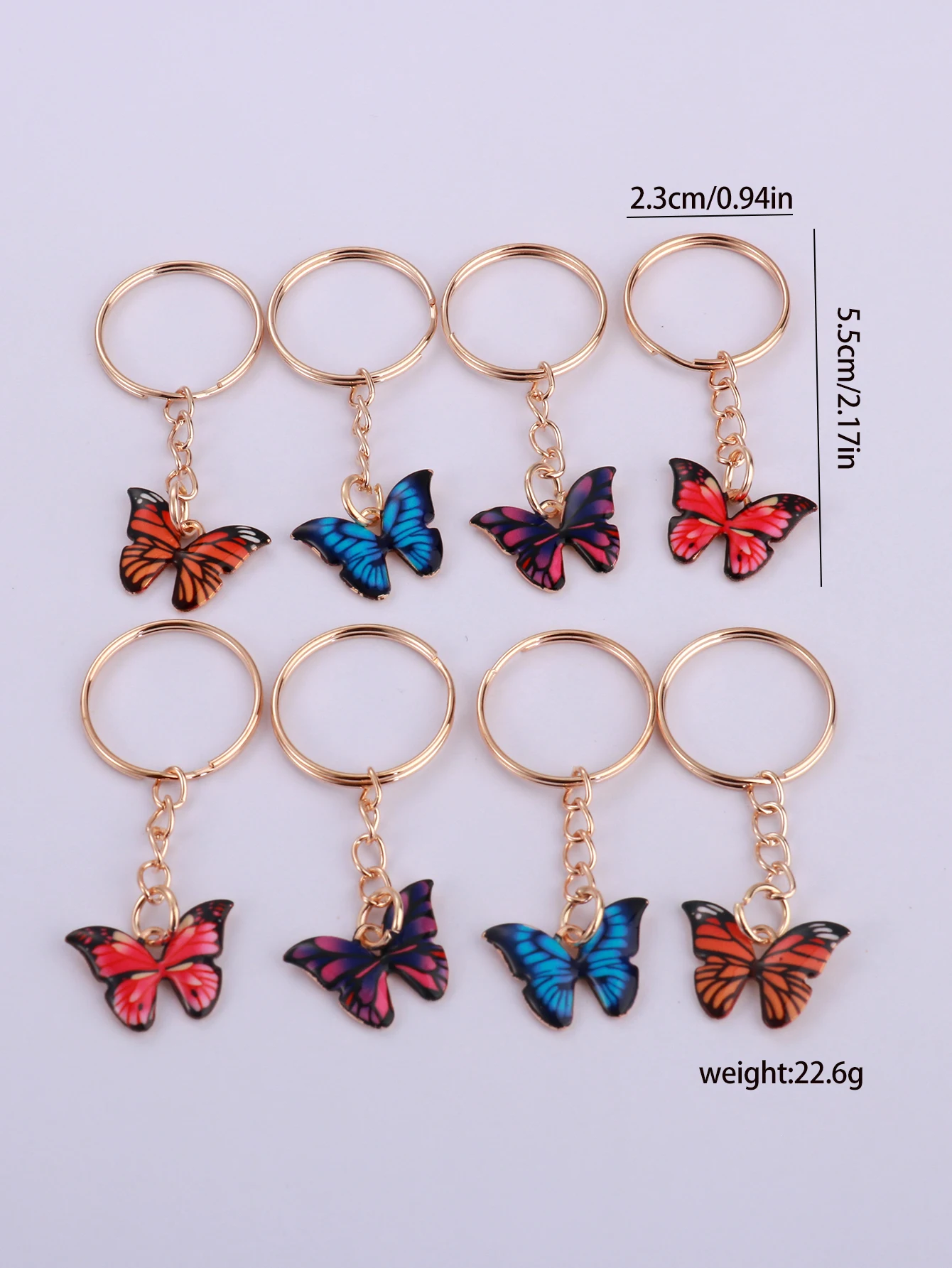 8pcs Metal Butterflies Keyring Mini Cute Keychain For Classroom Prizes Birthday Party Favors Gift purse Bag Backpack Accessories