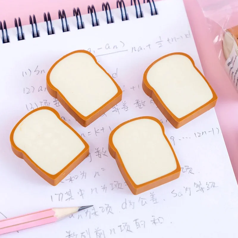 Toast Bread Erasers Cute Student Stationery Children's Birthday Christmas Gift Reward Kawaii Erasers Kids School Supplies