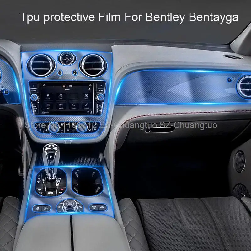 

Прозрачная пленка из ТПУ для Bentley Bentayga 2016-2023, салон автомобиля, центральная консоль, GPS-редуктор, приборная панель, дверная панель, пленка против царапин