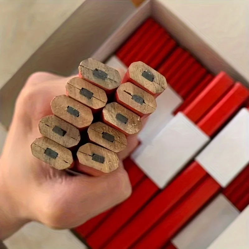 Juego de 6 Lápices de Carpintero con Mina Negra Extensible y Duradera, Lápices para Marcar y Trazar, Marcadores para Obras de Construcción