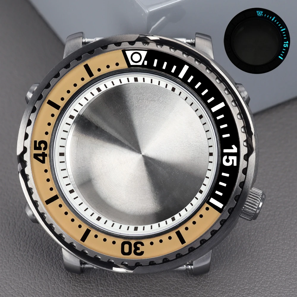 43mm 200m Diving Watch Case C3 Bezel Sapphire Glass Waterproof With Chapters Ring For Tuna Can Seiko NH35 NH36 NH34NH38 Movement