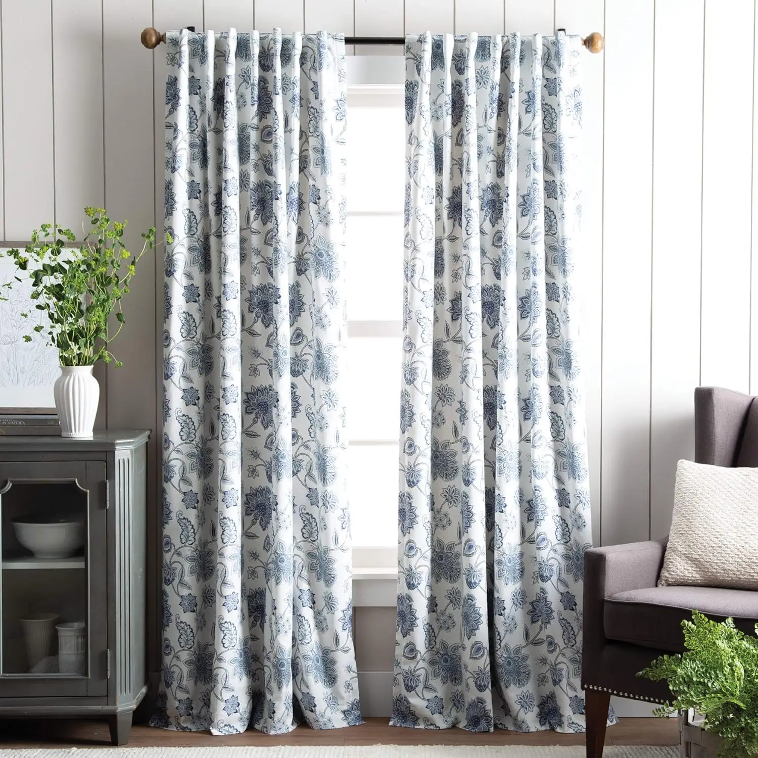 

Jakarta Blackout Rod Pocket/Back Tab Window Curtain Panel Pair, 84", Indigo