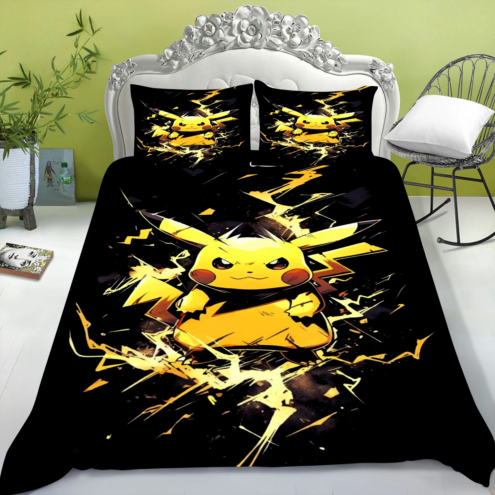 MINISO Pokémon Bedding Set 3D Children'S Bedding Set Quilt Duvet Cover King Size Twin Covers Children Printed 100% Polyester