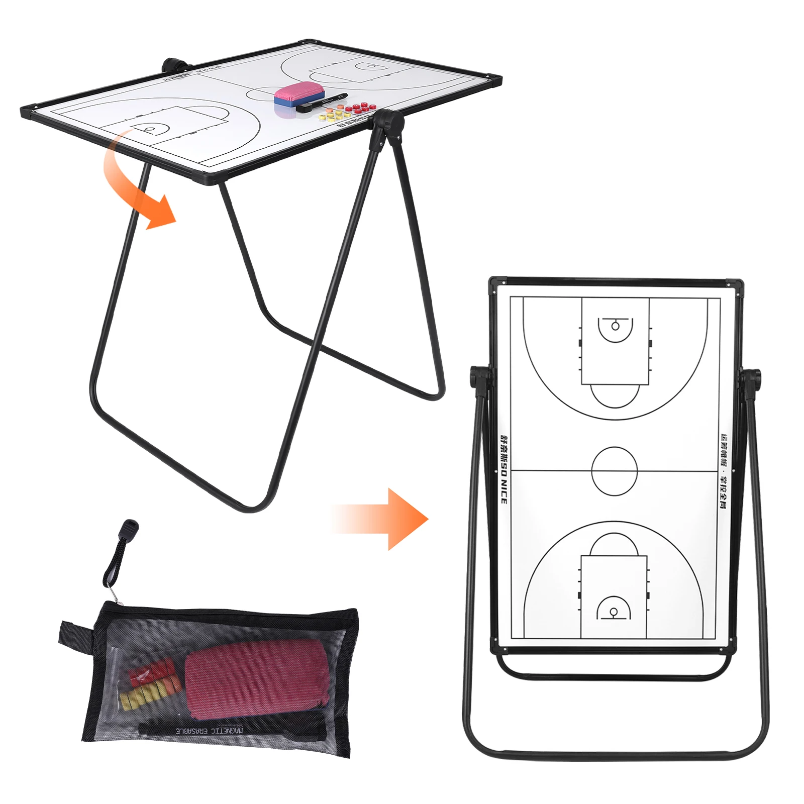 Portable Football Clipboard with Markers Eraser Basketball Playbook Board Multi-Purpose for Basketball Soccer Volleyball Coaches