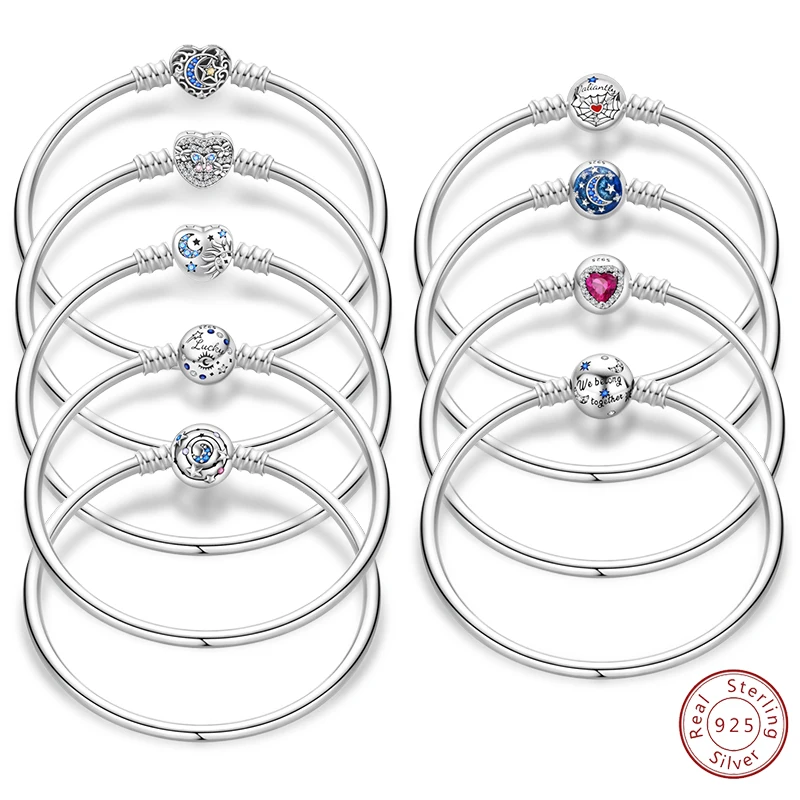 

Classic 925 Sterling Silver Charm Beads Bracelet For Women Original Charms Heart Family Ball Star Bracelets Bangles DIY Jewelry