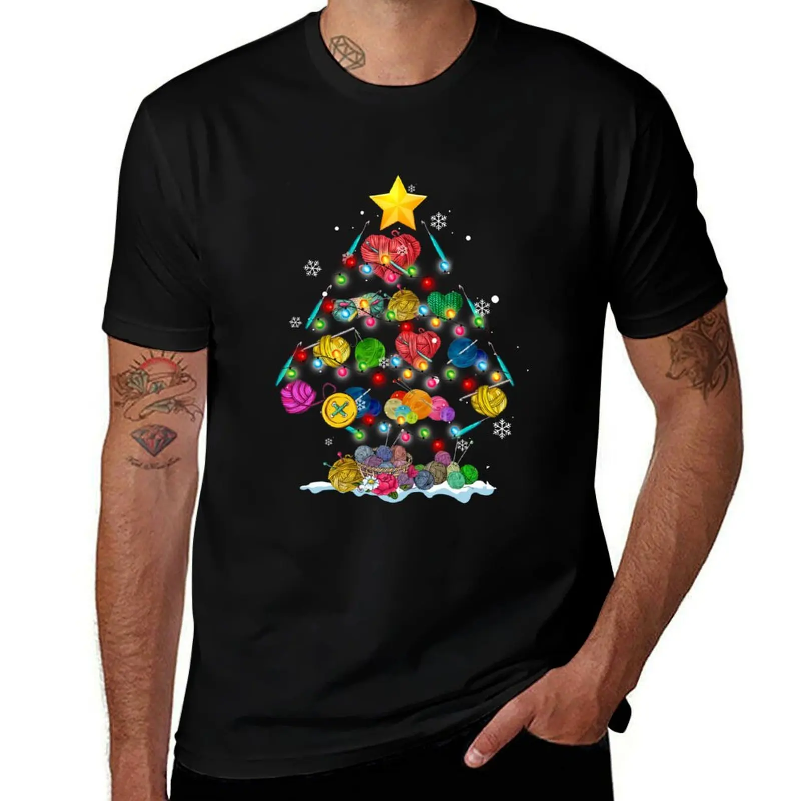 Crochet Christmas Tree Gift For Crochet & Knitting Lovers T-Shirt Plus Size Non-Shrink T-Shirt