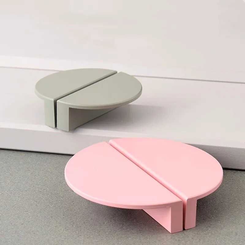1Pcs Semi-circular Cream Style Children's Room Color Handle Furniture Wardrobe Door Drawer Knob Colorful Kitchen Cabinet Handles