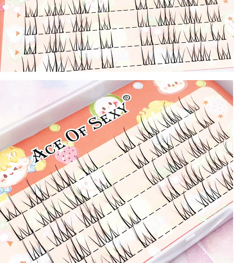 Transparent Fine Stem Single Cluster False Eyelash Segmented Type Thai  Irregular Natural Cartoon Novice Eyelash Makeup