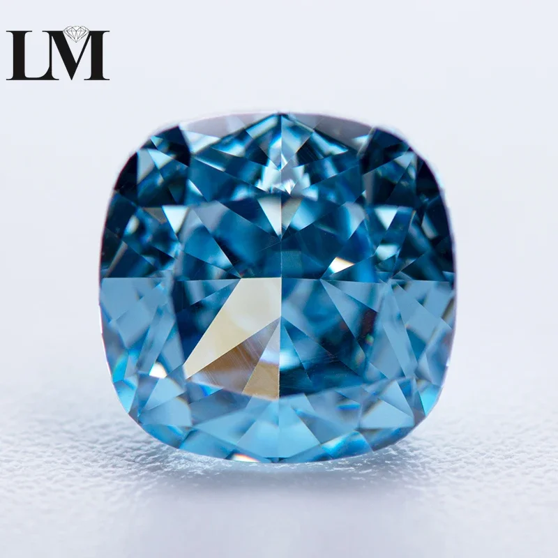 

Cubic Zirconia Stone Fancy Blue Color Cushion Shape 4k Crushed Ice Cut Lab Synthetic Zircon Gems High Quality Jewelry Making