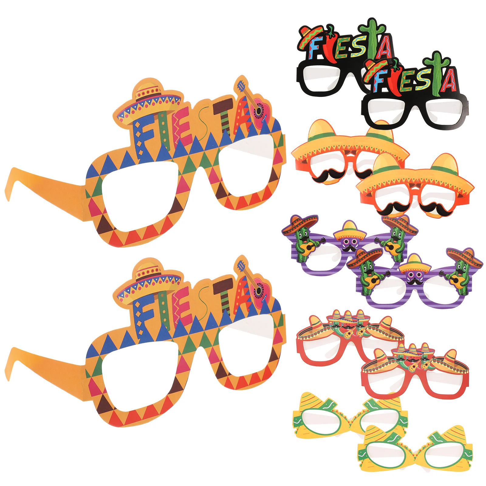 

12 Pcs Mexican Paper Glasses Decorations Funny Eyeglasses Carnival Supplies Party Theme Frame Themed Sunglasses Festival Fiesta