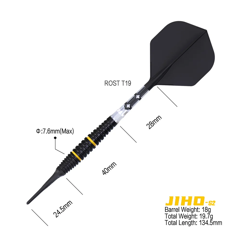 CUESOUL JIHO S2 18/19g Soft Tip 90% Tungsten Dart Set with Titanium Coated