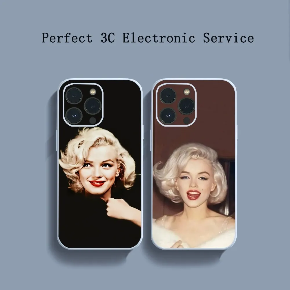 Sexy Girl M-Marilyns M-Monroes Phone Case For iPhone 14 13 12 11 Pro Max XS Max X XR 7 8 Plus Mini Blue TPU material