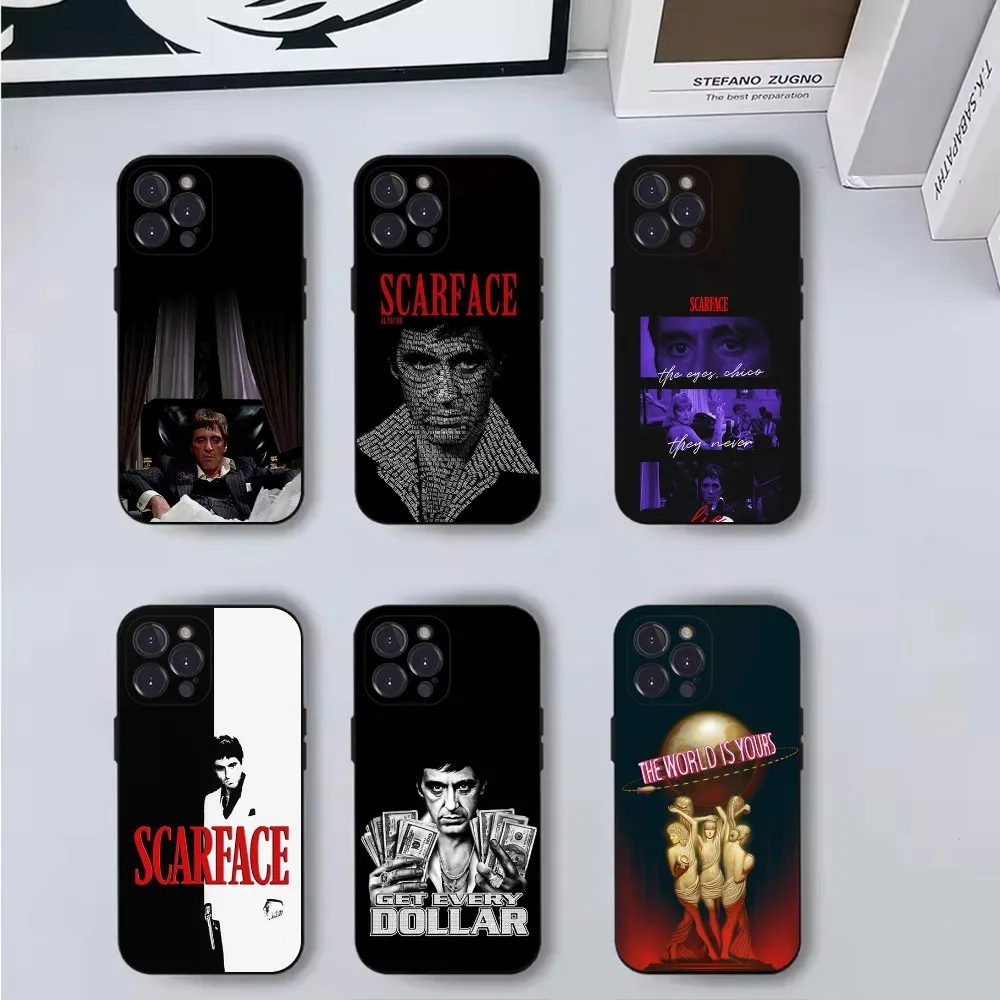 Funda de teléfono con película Scarface 1983 para iPhone 16,15,14,13,12,11,Pro,X,XS,Max,XR,Plus,Mini cubierta negra suave