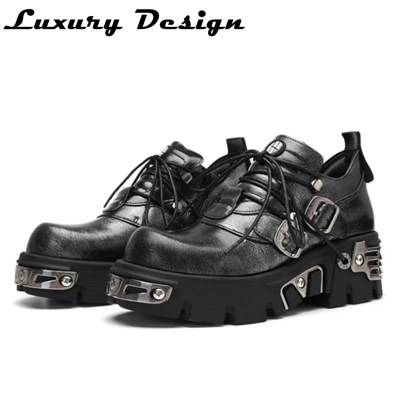 

Heavy Metal Punk Shoes Black Rock Punk Shoes Women Platform Casual Shoes Lolita Round Toe Goth Style Shoes for Couples Size 44