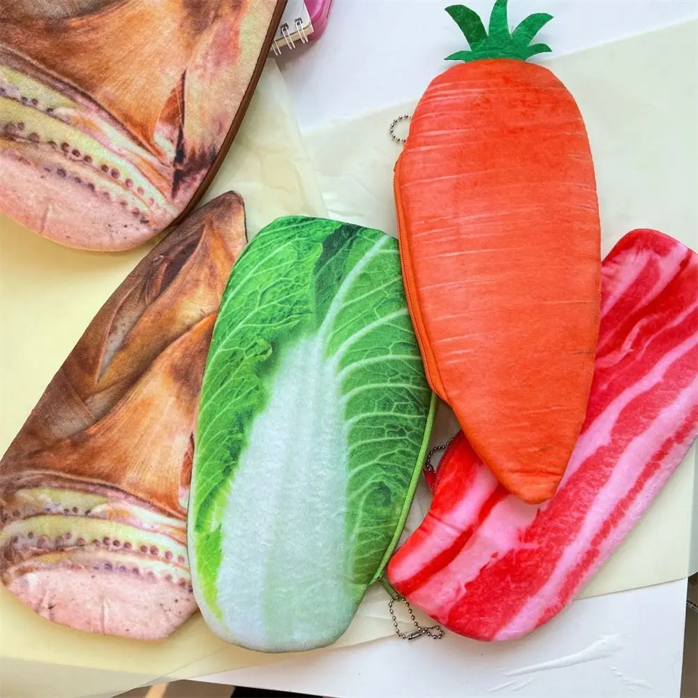 Simulated Food Pencil Case Funny Large-capacity Vegetable Stationery Storage Bag Carrot Cabbage Plush Pencil Bag Students Kid