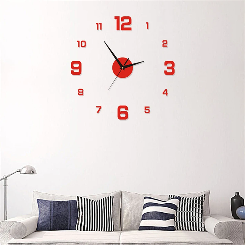 C DIY Wall Clock For Home Office Frameless Modern 3D Wall Clock Mirror Stickers Hotel Room Design School Decoration - view 3