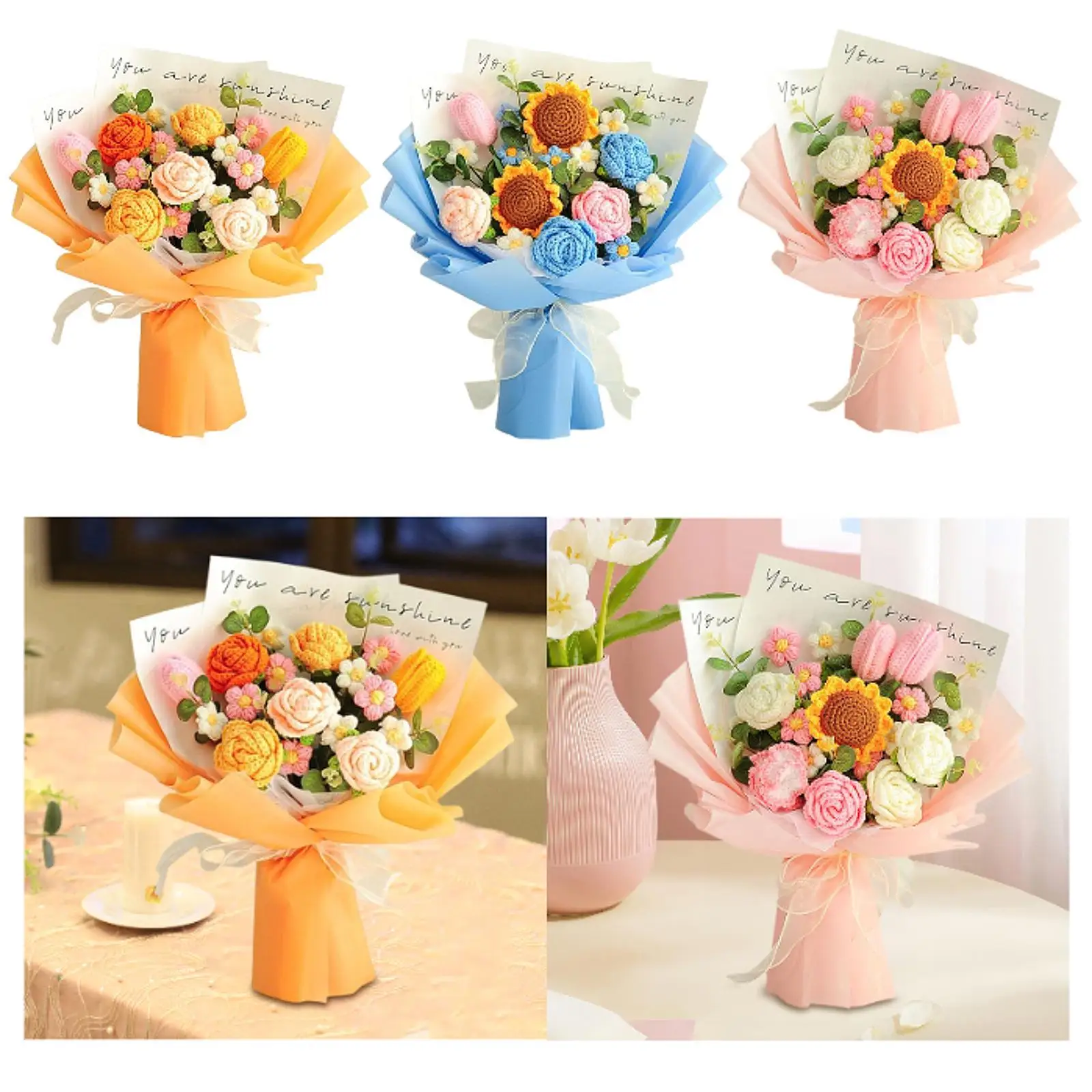 

Completed Crochet Flowers Bouquet for Festival Thanksgiving Valentine’S Day
