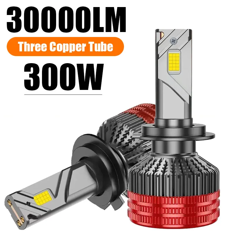 LED H4 H7 Car Headlight Kit With Canbus H11 HB3 HB4 9005 9006 Auto Lamp 30000LM 300W Three Copper Tube LED Light Bulbs 12v 24v