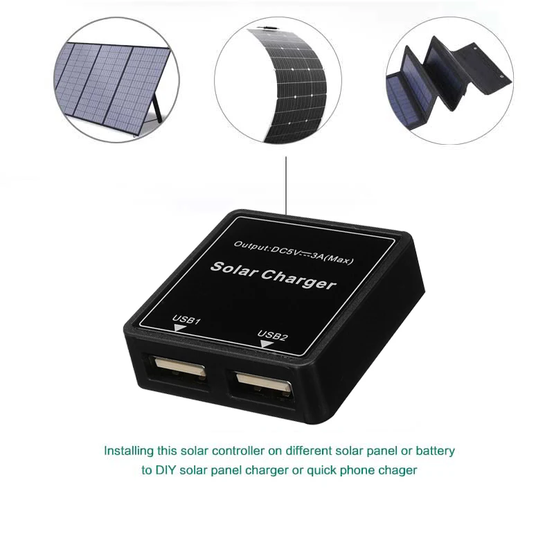 Solar Controller Solar Panel Voltage Stabilizer Dual USB Inverter Regulator for DIY Solar Charger for iPhone Samsung Xiaomi etc.