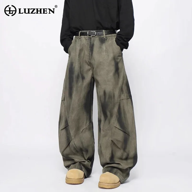 

LUZHEN Spring Tie-dyed Printed Design Wide Leg Casual 2025 Pantsmen's Fashion New Original Straight Trouser Male Clothes JY2477