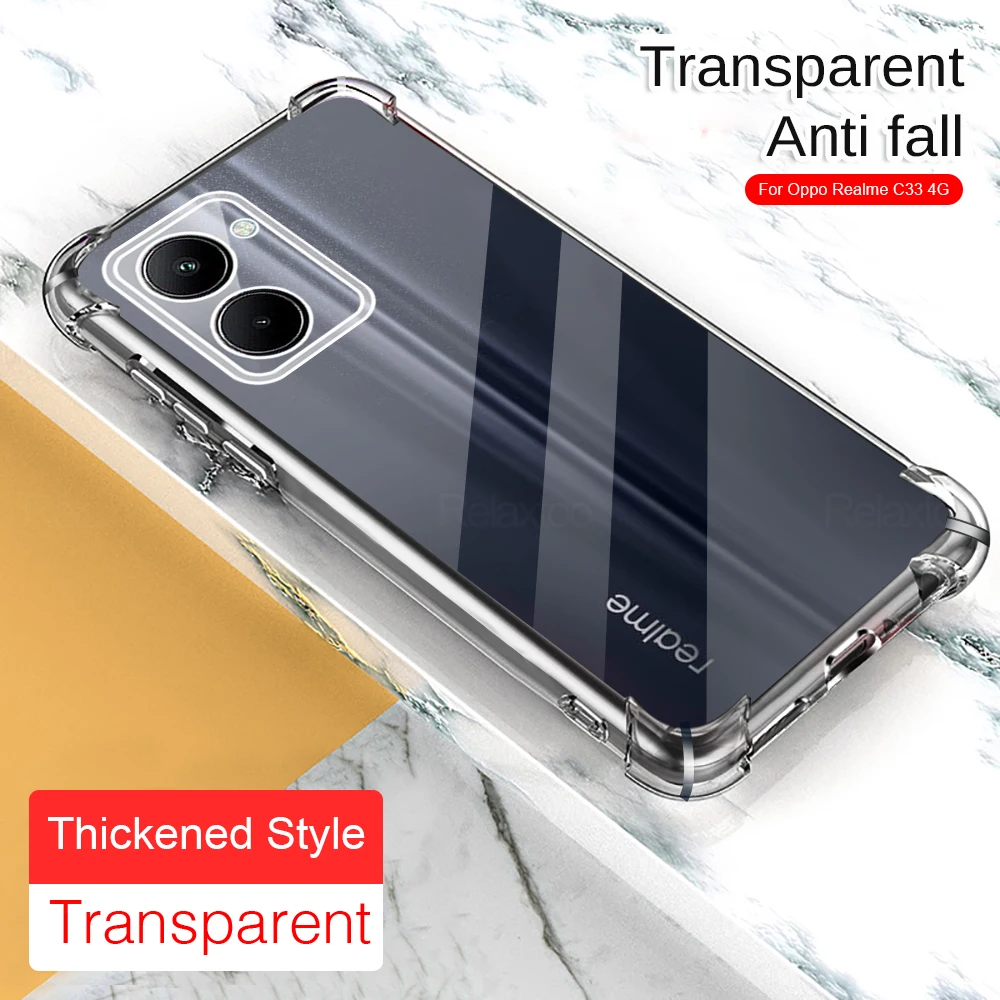 Transparent Air-bags Shockproof Coque For Realme C33 Armor Cover Capa On Realmi C33 C 33 4G Case Anti-Knock Fundas RMX3624 6.5