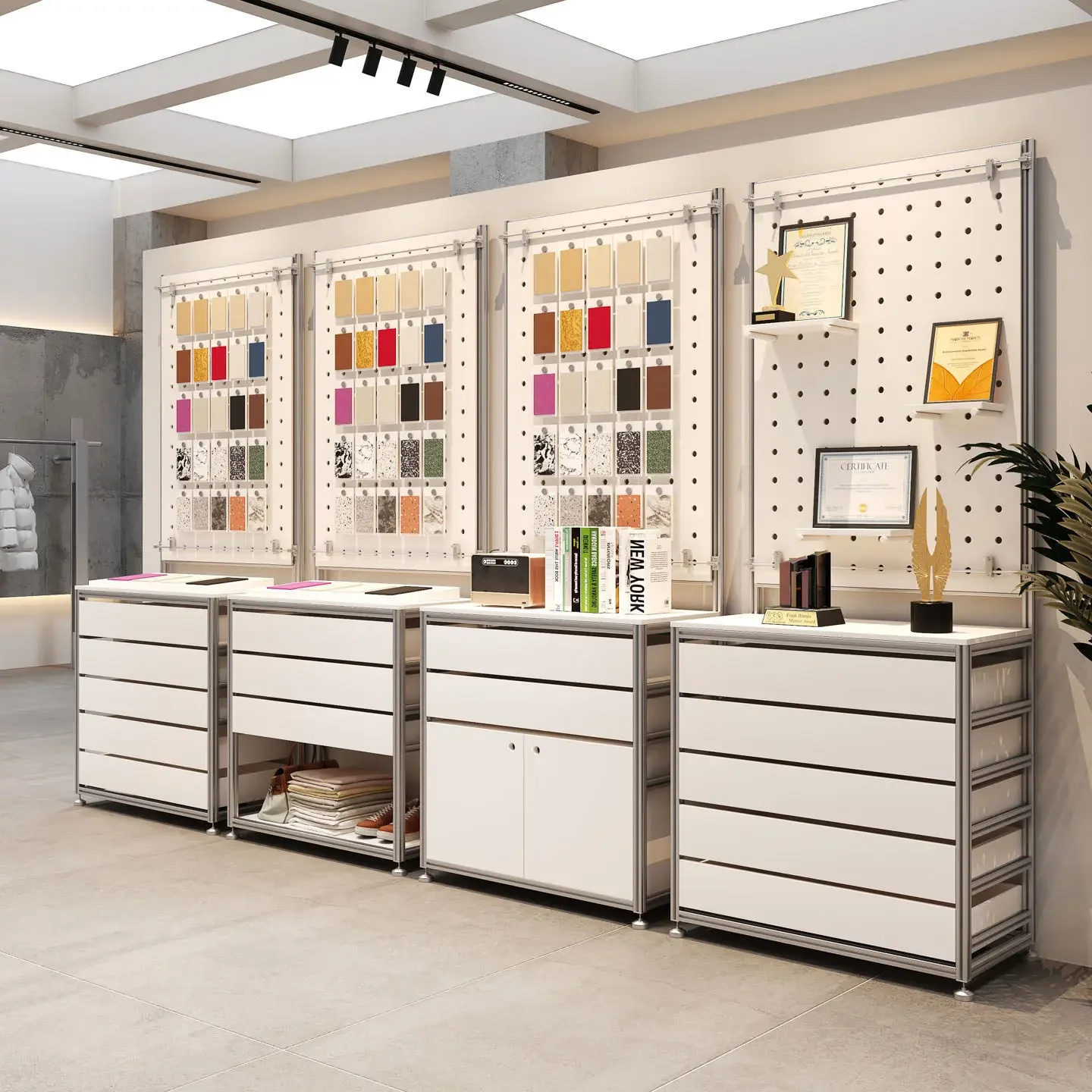 Ocean plate aluminum profile floor display shelf shelf storage exhibition bookshelf