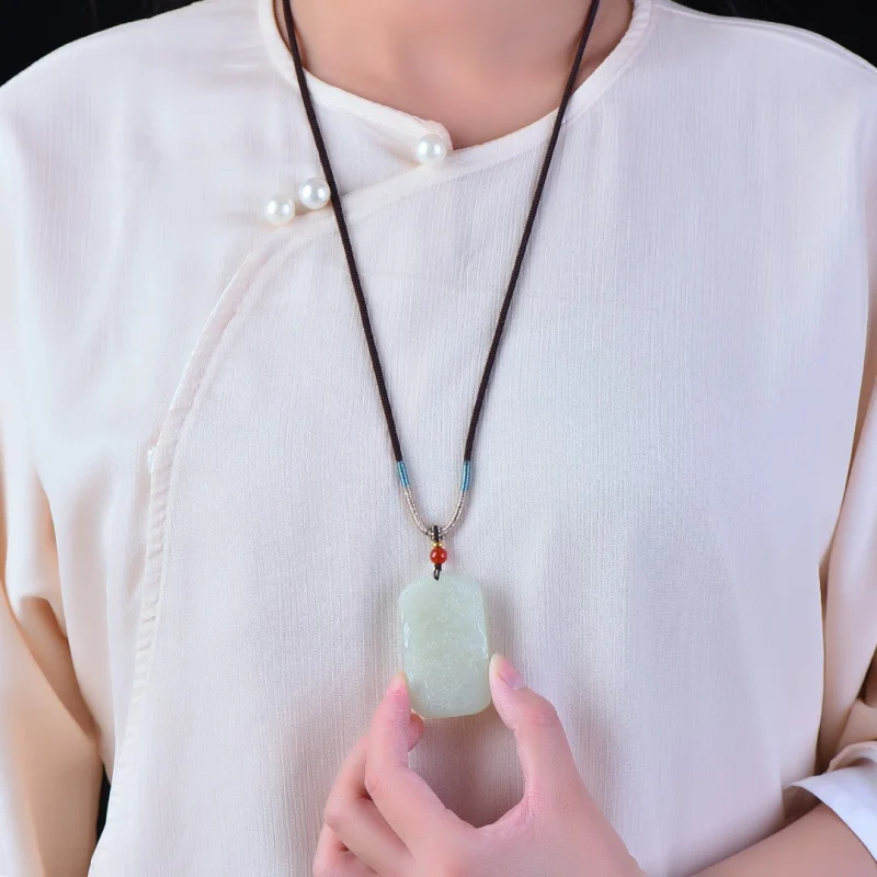 

Exquisite Hetian Jade Qinghai Material Landscape Pendant