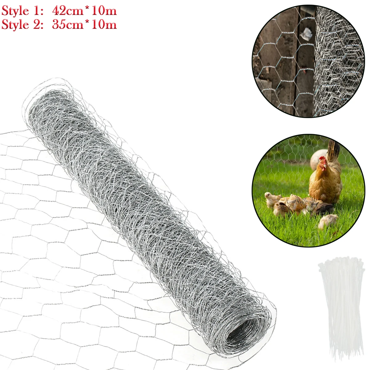 Red de alambre de Metal para pollo, conejo, valla para aves de corral, malla de alambre para pollo, red de protección galvanizada para jardín, patio y granja