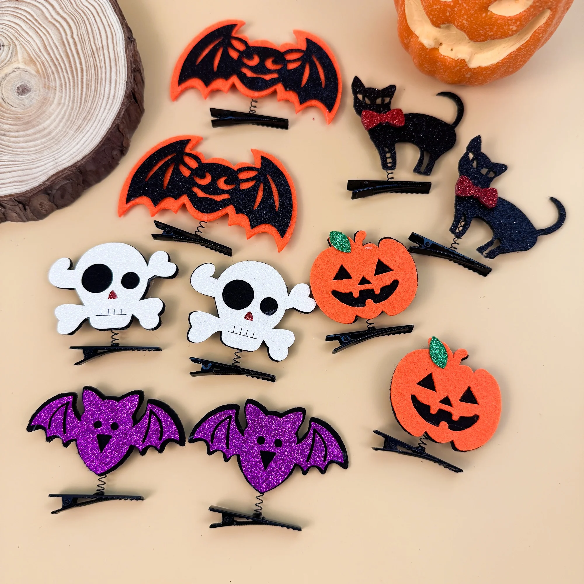 10 pçs meninas festa de halloween acessórios para o cabelo abóbora diabo grampos de cabelo conjunto cratoon primavera grampos presilhas crianças headwear