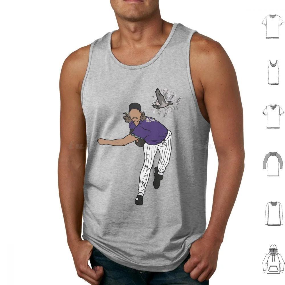 Randy Johnson Hits The Bird Tank Tops Print Cotton Sports Baseball Randy Johnson Jackson Bird Pidgeon Funny Meme Pitch