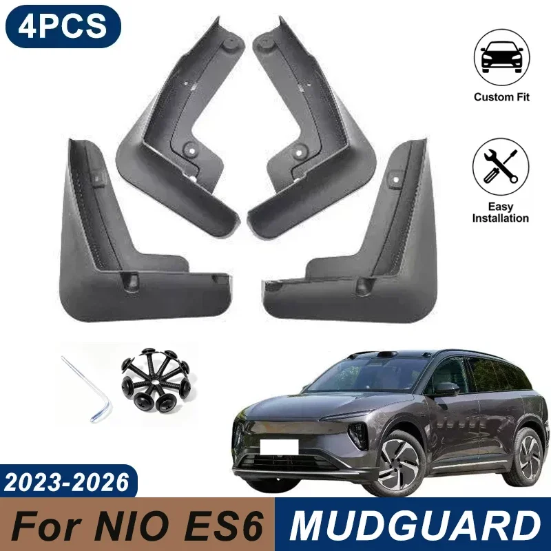 4PCS Car Mud Flaps For NIO ES6 2023-2026 Waterproof Anti-Splash Fender Mudguards Auto Exterior Accessories