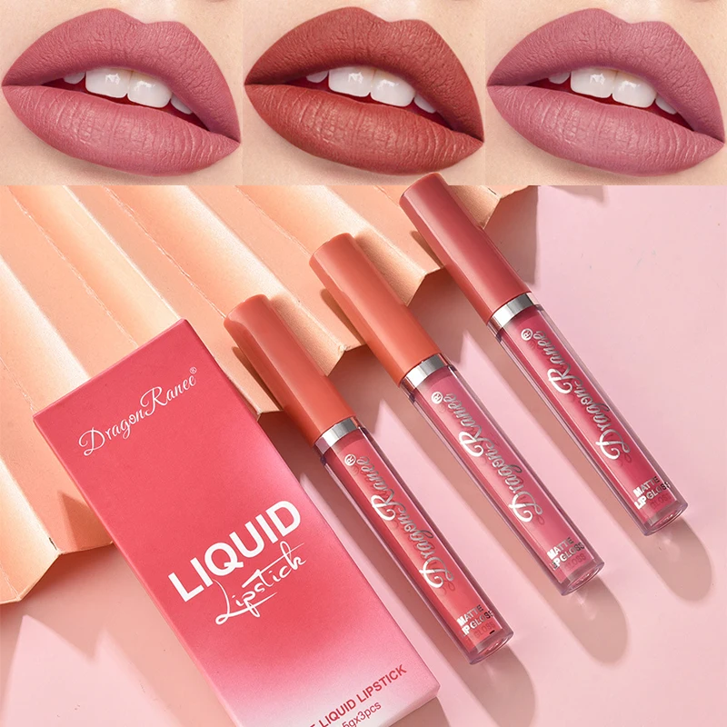 3 قطعة معجون الفول لون أحمر الشفاه مجموعة الحليب البرتقالي ماتي ملمع الشفاه عدة طويلة الأمد لون الشفاه الوردي مقاوم للماء مستحضرات التجميل ماكياج #2