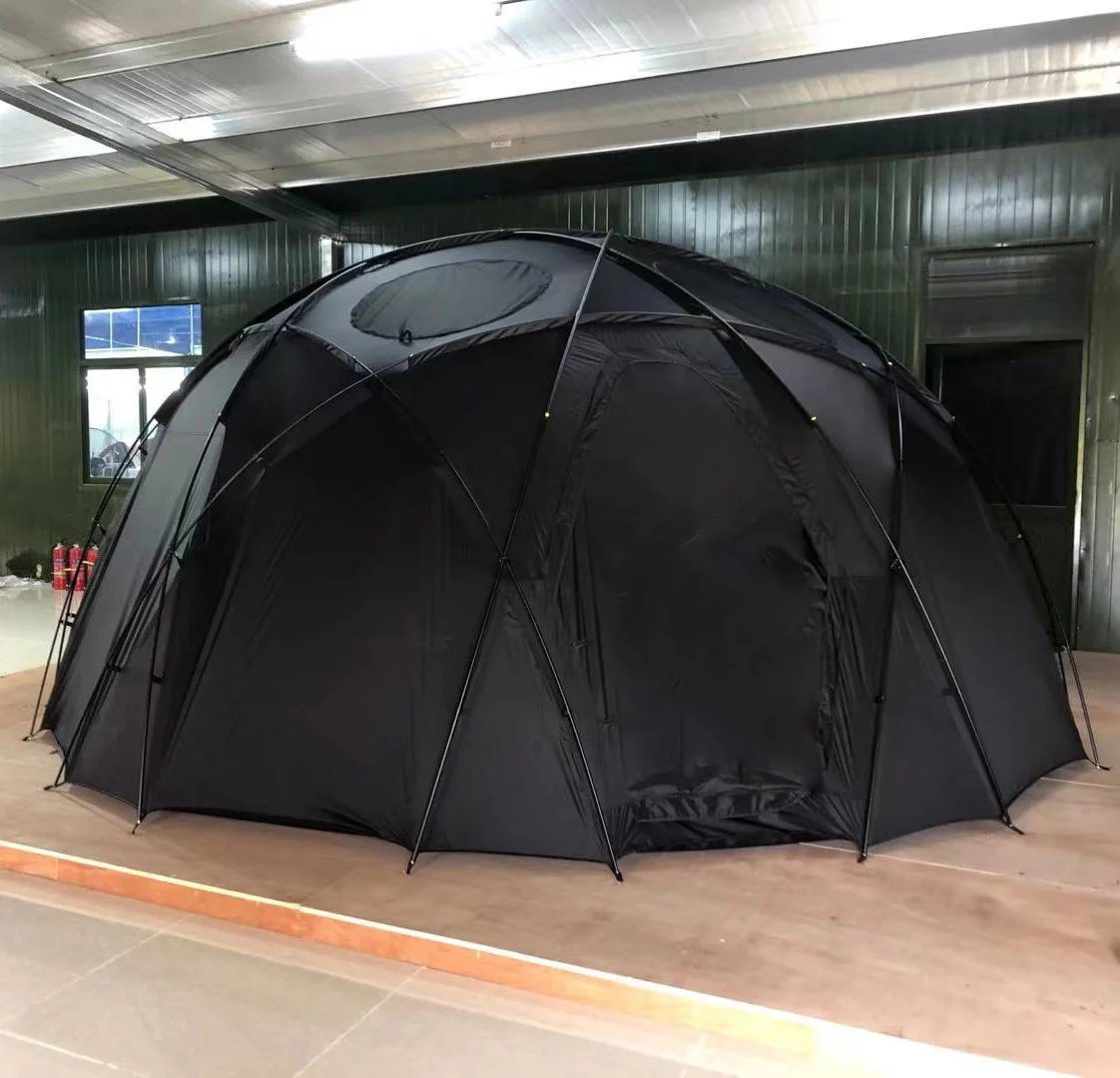 OEM Black Dome Camping Tent 4 Season Waterproof Windproof Family Tent with TPU Viewing Window