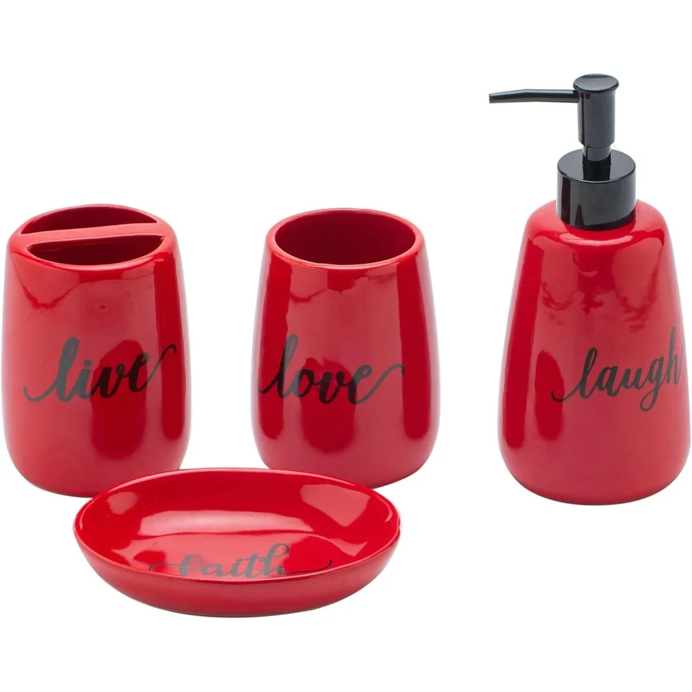 

Набор аксессуаров для ванной комнаты, керамика, 4 шт., держатель для зубных щеток, дозатор мыла, мыльница, чашка для декора ванной комнаты и подарка (темно-синий) (re