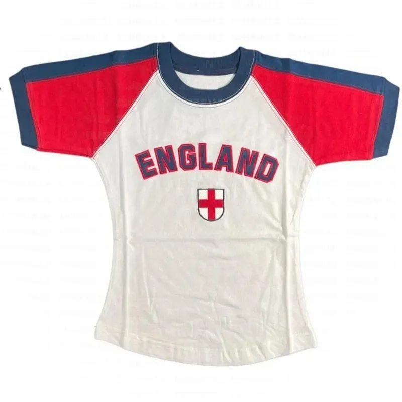 Gothic Sports Leisure Embroidered Letter Graphics Punk Y2K Summer Fine-cut Top Women's Street Junk Football T-shirts